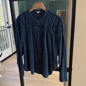 Pilcro Dark Blue Denim Blouse